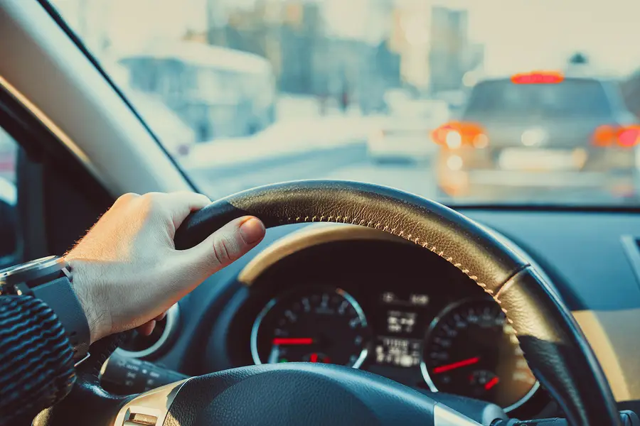 A closeup of the dash of a car